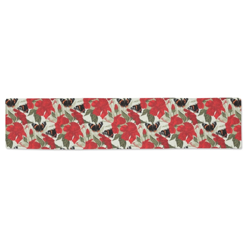 Hibiscus Pattern Print Design 04 Table Runner