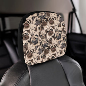 Pug Pattern Background Car Headrest Cover