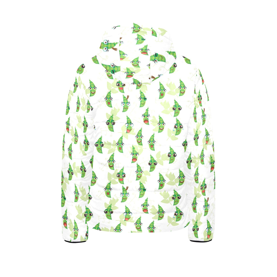 Green Peas Pattern Print Design 04 Kids' Boys' Girls' Padded Hooded Jacket