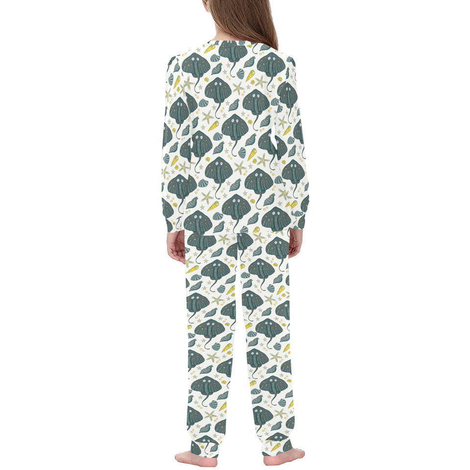 Stingray Pattern Print Design 03 Kids' Boys' Girls' All Over Print Pajama Set