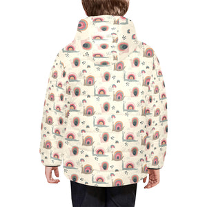 Snail Pattern Print Design 04 Kids' Boys' Girls' Padded Hooded Jacket