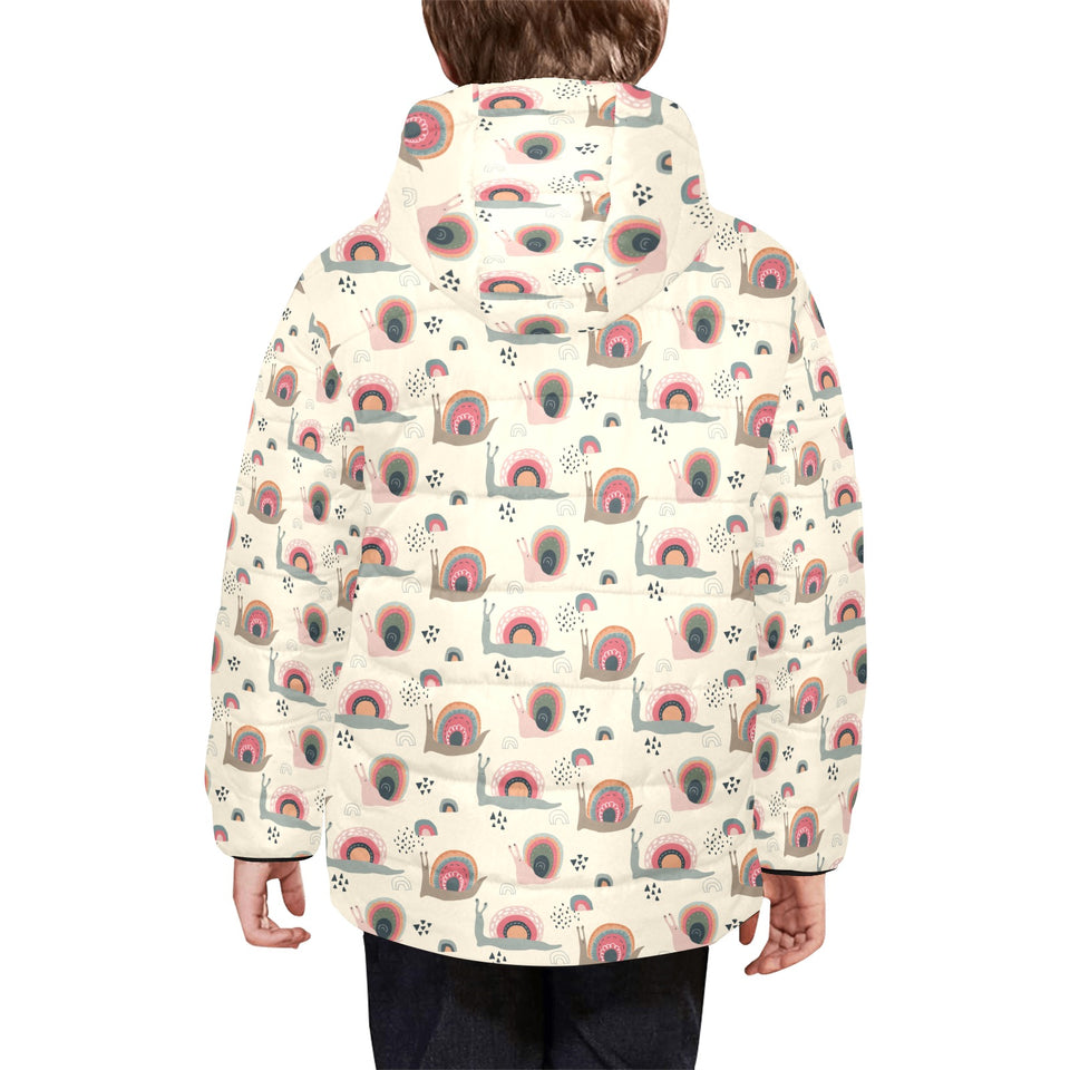 Snail Pattern Print Design 04 Kids' Boys' Girls' Padded Hooded Jacket