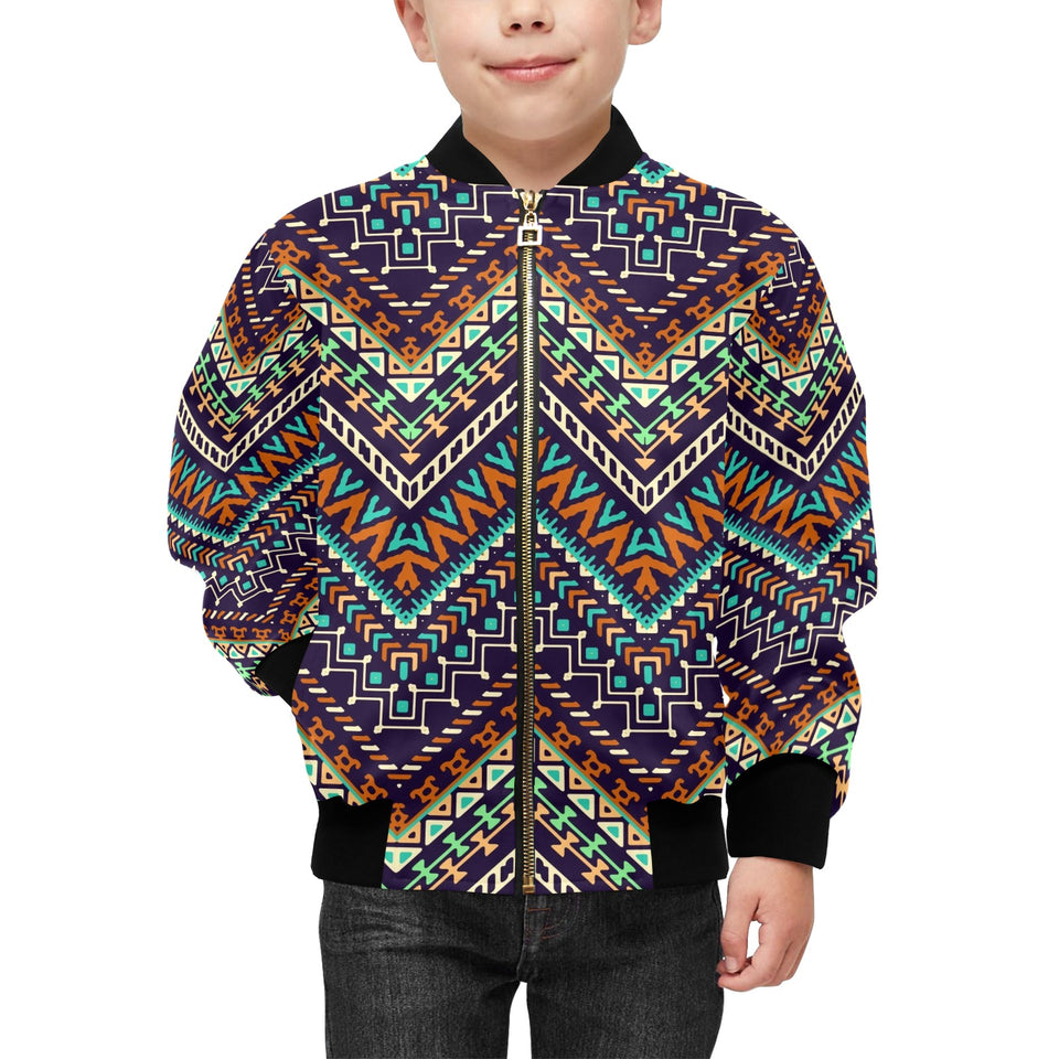 Zigzag African Afro Dashiki Adinkra Kente Kids' Boys' Girls' Bomber Jacket