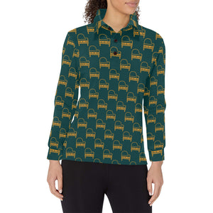 Piano Pattern Print Design 03 Women's Long Sleeve Polo Shirt