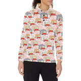 Camper Van Pattern Print Design 01 Women's Long Sleeve Polo Shirt