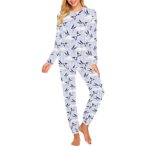 Swallow Pattern Print Design 03 Women's All Over Print Pajama Set