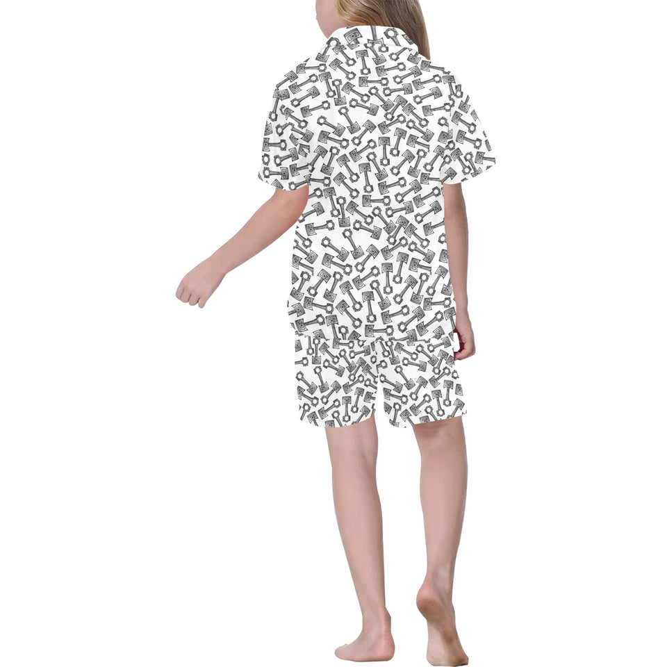 Engine Piston Pattern Print Design 01 Kids' Boys' Girls' V-Neck Short Pajama Set