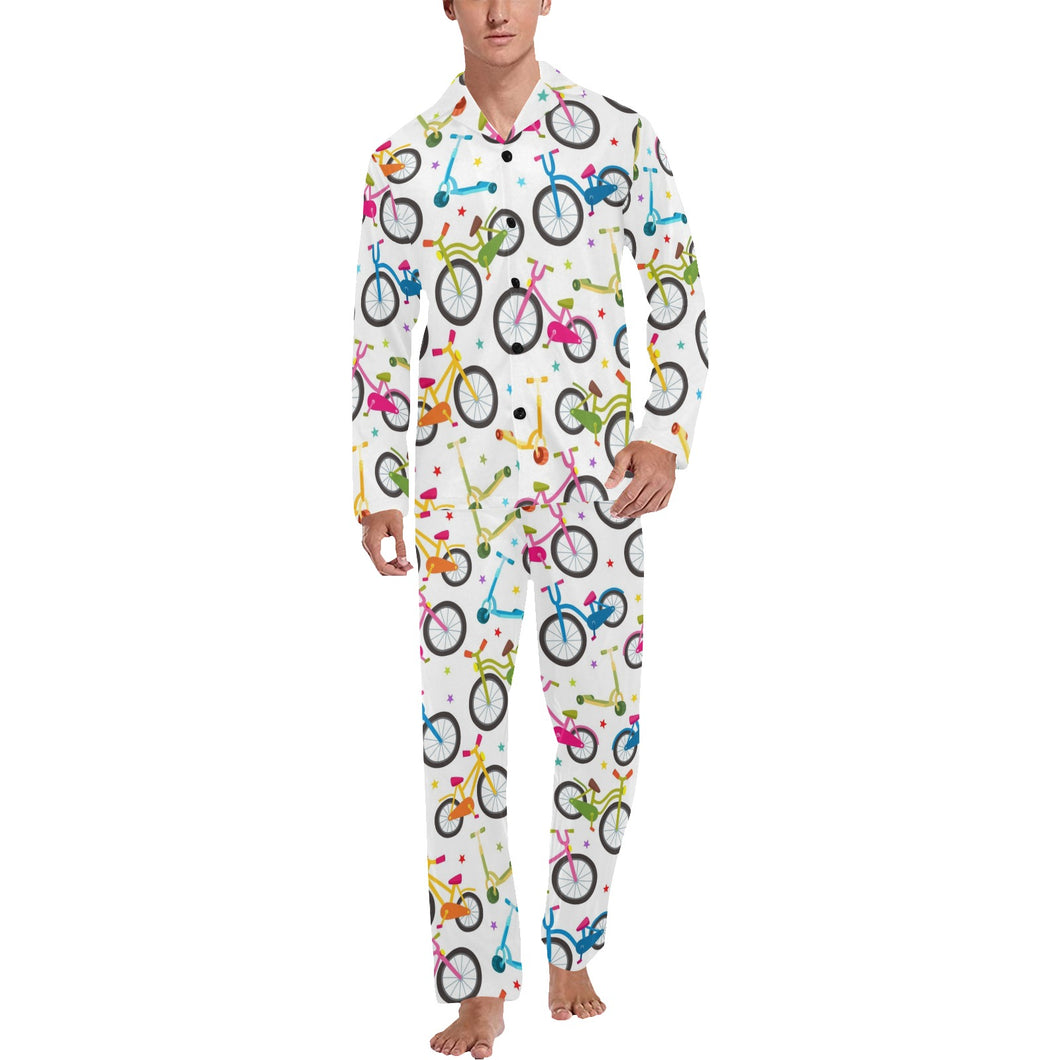 Bicycle Pattern Print Design 02 Men's Long Pajama Set