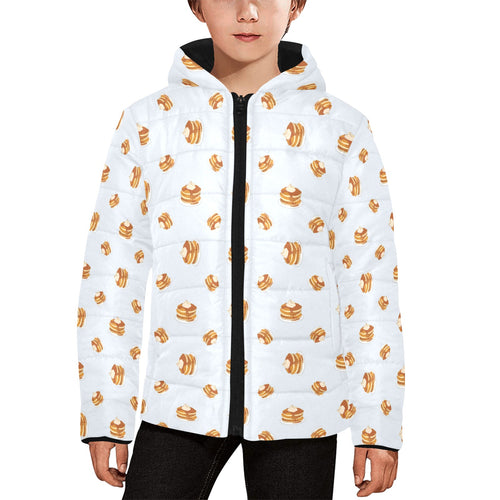 Pancake Pattern Print Design 03 Kids' Boys' Girls' Padded Hooded Jacket