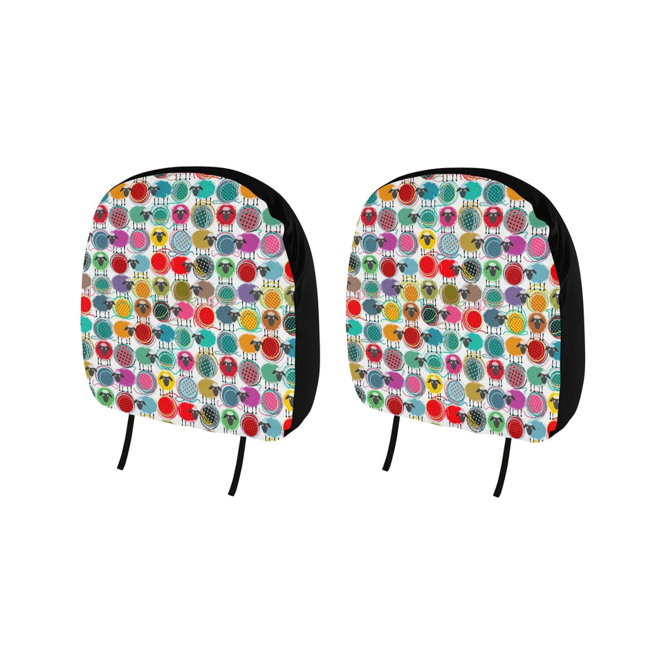 Colorful Sheep Pattern Car Headrest Cover