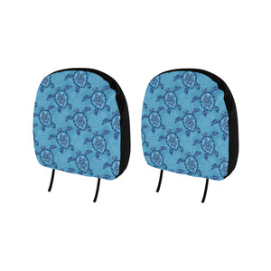 Sea Turtle Blue Tribal Pattern Car Headrest Cover