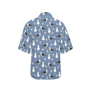 Seagull Pattern Print Design 01 Women's All Over Print Hawaiian Shirt