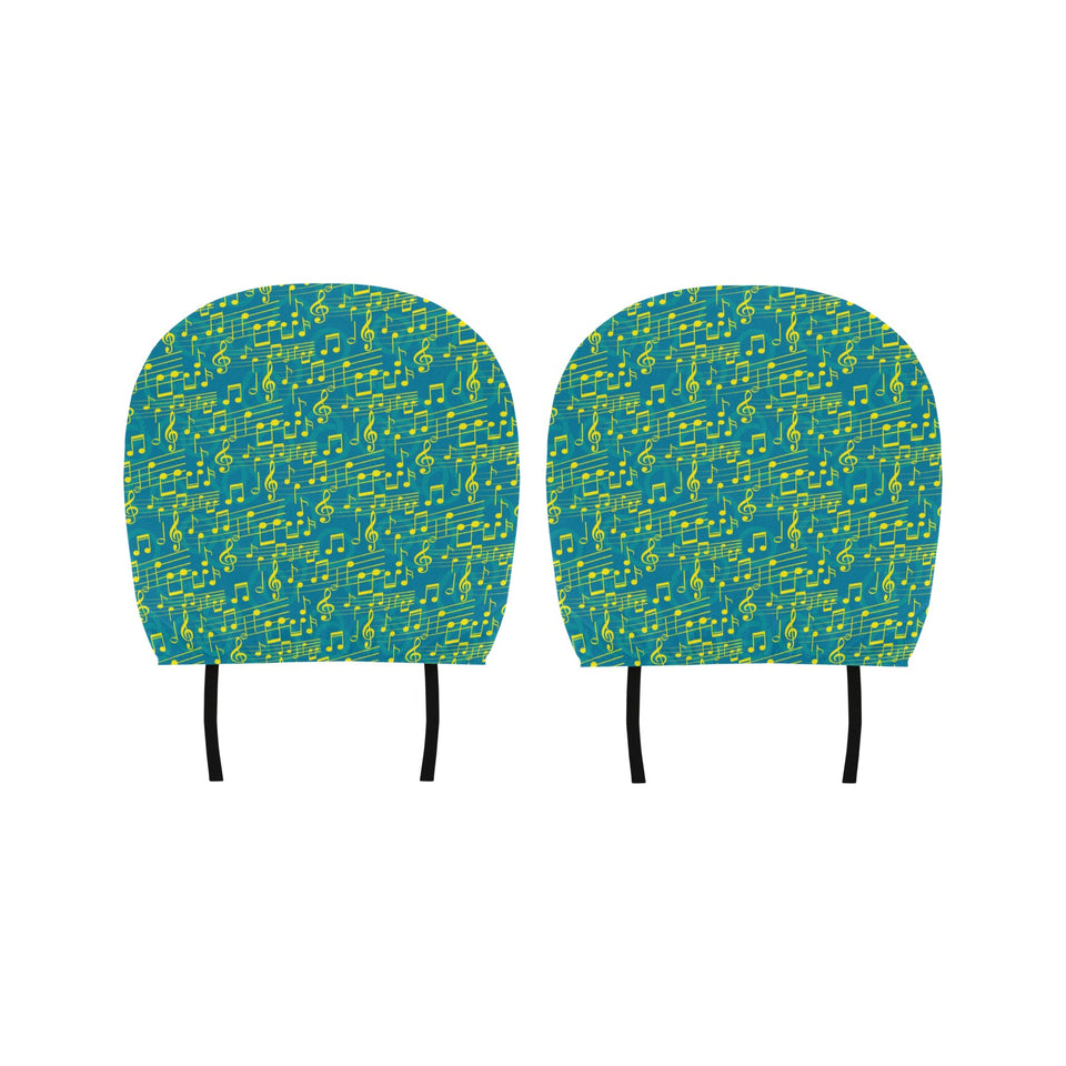 Music Notes Pattern Print Design 05 Car Headrest Cover