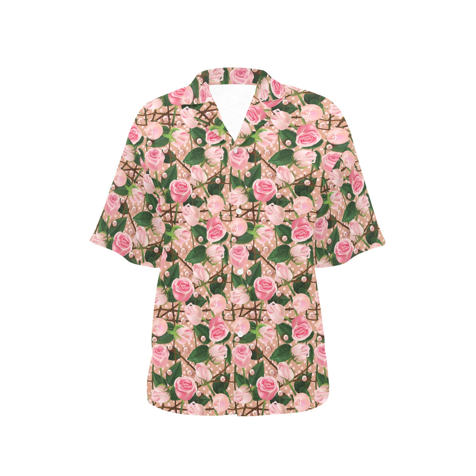 Rose Pattern Print Design 04 Women's All Over Print Hawaiian Shirt