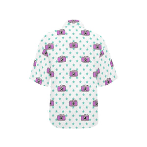 Camera Pattern Print Design 03 Women's All Over Print Hawaiian Shirt