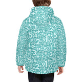 Math Pattern Print Design 05 Kids' Boys' Girls' Padded Hooded Jacket