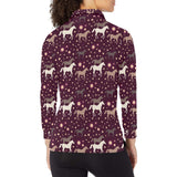 Horse Pattern Background Women's Long Sleeve Polo Shirt