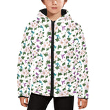 Hummingbird Pattern Print Design 01 Kids' Boys' Girls' Padded Hooded Jacket