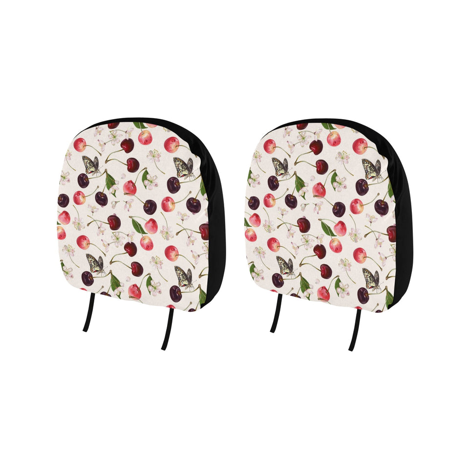 Cherry Flower Butterfly Pattern Car Headrest Cover