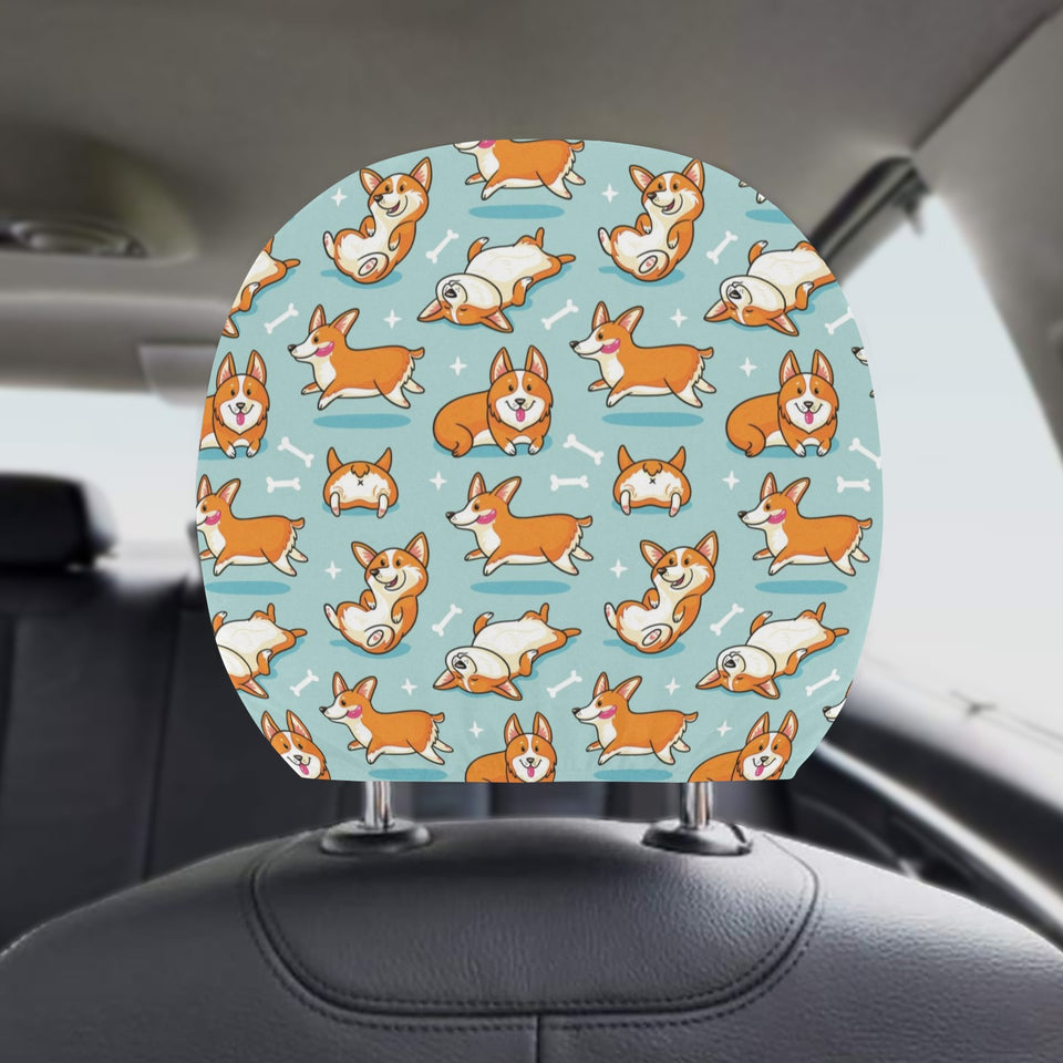 Cute Corgi Pattern Car Headrest Cover