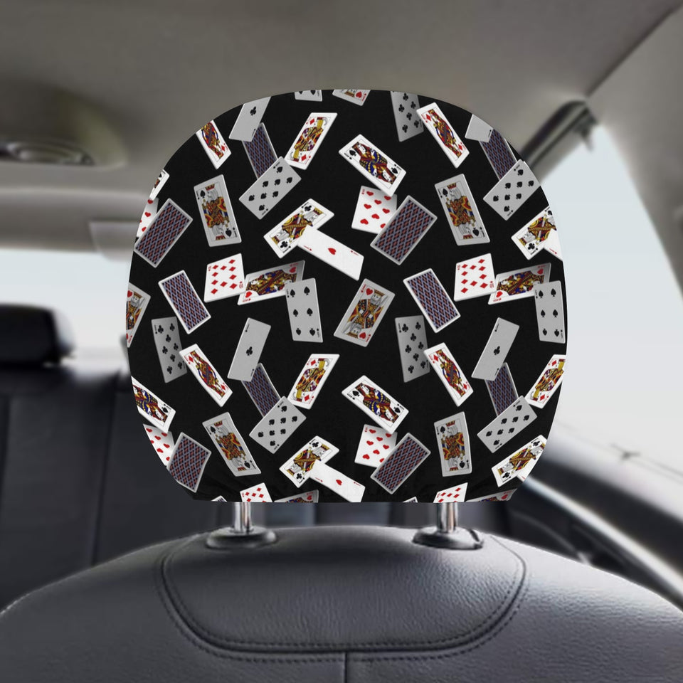 Casino Cards Suits Pattern Print Design 05 Car Headrest Cover