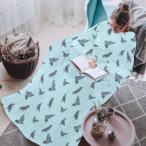 Pigeon Pattern Print Design 02 Blanket Robe with Sleeves