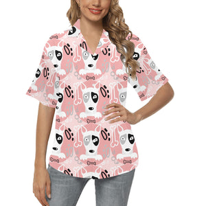 Bull Terrier Pattern Print Design 03 Women's All Over Print Hawaiian Shirt