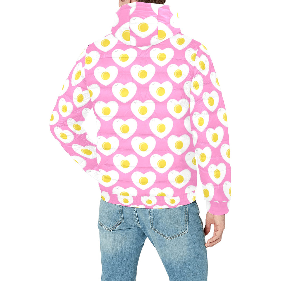 Fried Eggs Pattern Print Design 02 Men's Padded Hooded Jacket(ModelH42)