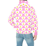 Fried Eggs Pattern Print Design 02 Men's Padded Hooded Jacket(ModelH42)