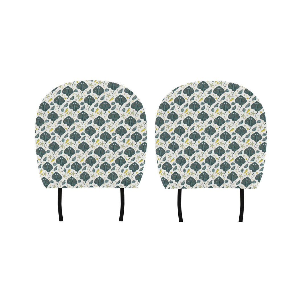 Stingray Pattern Print Design 03 Car Headrest Cover