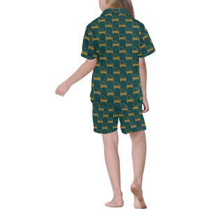 Piano Pattern Print Design 03 Kids' Boys' Girls' V-Neck Short Pajama Set