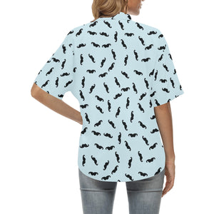 Mustache Beard Pattern Print Design 03 Women's All Over Print Hawaiian Shirt