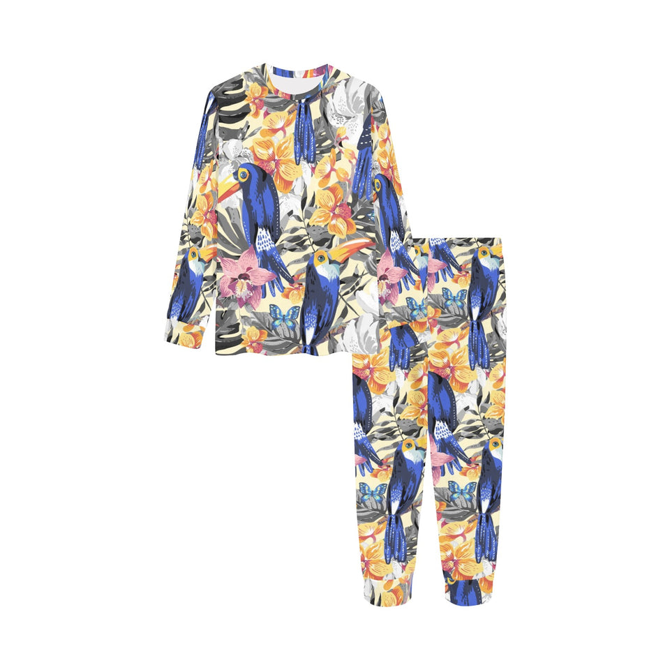 Toucan Leaves Flower Pattern Kids' Boys' Girls' All Over Print Pajama Set