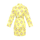 Fried Eggs Pattern Print Design 03 Women's Long Sleeve Belted Night Robe