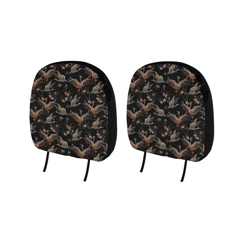 Japanese Crane Pattern Background Car Headrest Cover