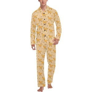 Golden Retriever Pattern Print Design 04 Men's Long Pajama Set