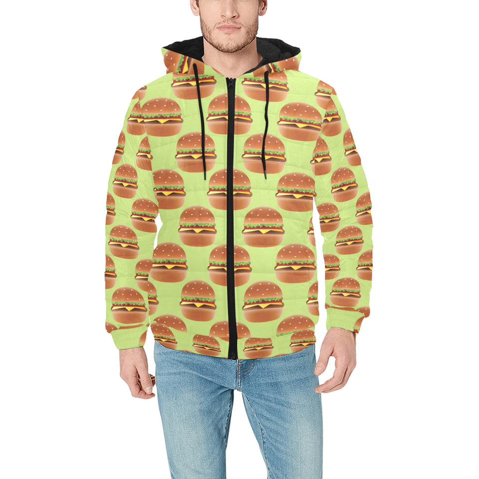 Hamburger Pattern Print Design 02 Men's Padded Hooded Jacket(ModelH42)