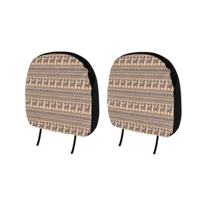 Llama Pattern Ethnic Motifs Car Headrest Cover