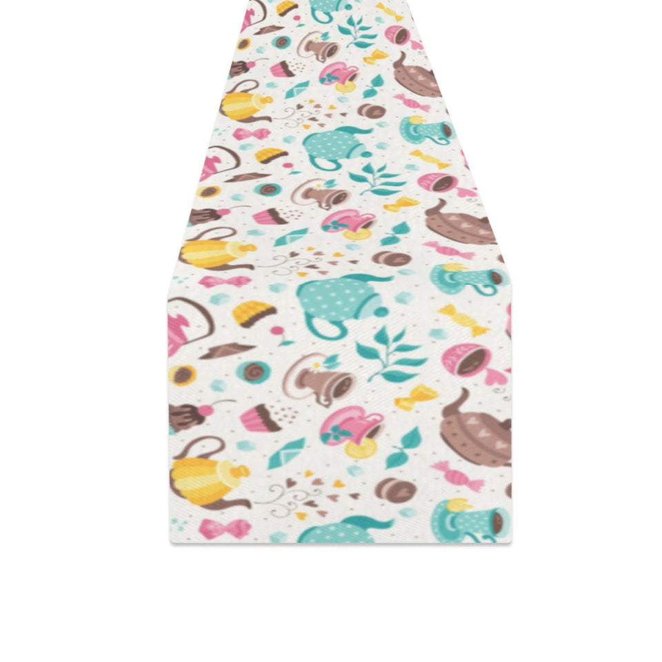 Tea pots Pattern Print Design 05 Table Runner