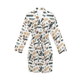 Skate Board Pattern Print Design 01 Women's Long Sleeve Belted Night Robe