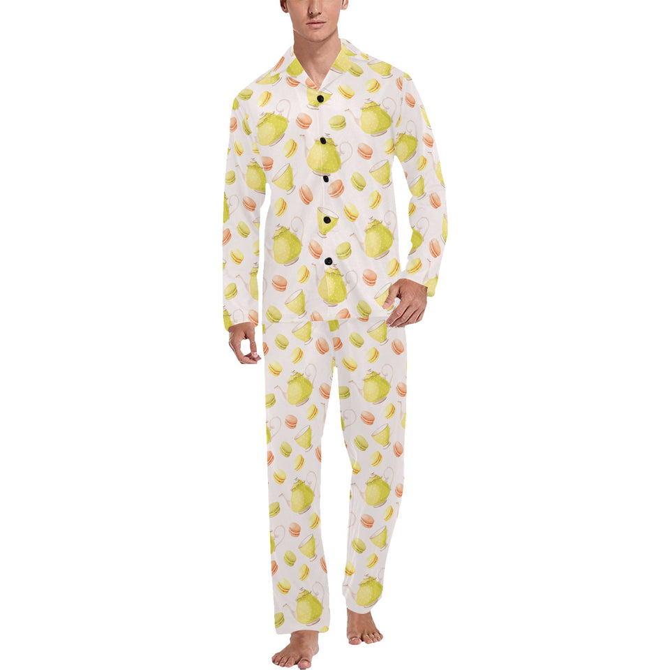 Tea pots Pattern Print Design 03 Men's Long Pajama Set