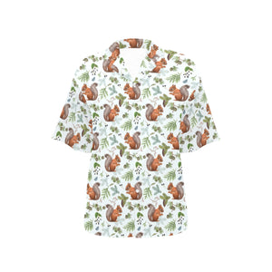 Squirrel Pattern Print Design 02 Women's All Over Print Hawaiian Shirt