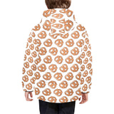 Pretzels Pattern Print Design 05 Kids' Boys' Girls' Padded Hooded Jacket