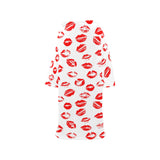 Lips Pattern Print Design 01 Blanket Robe with Sleeves