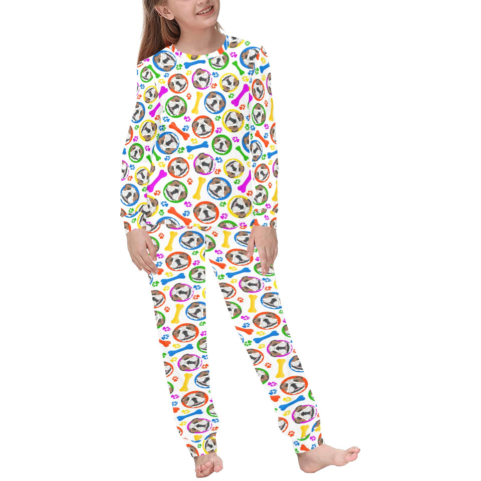 English Bulldog Pattern Print Design 05 Kids' Boys' Girls' All Over Print Pajama Set