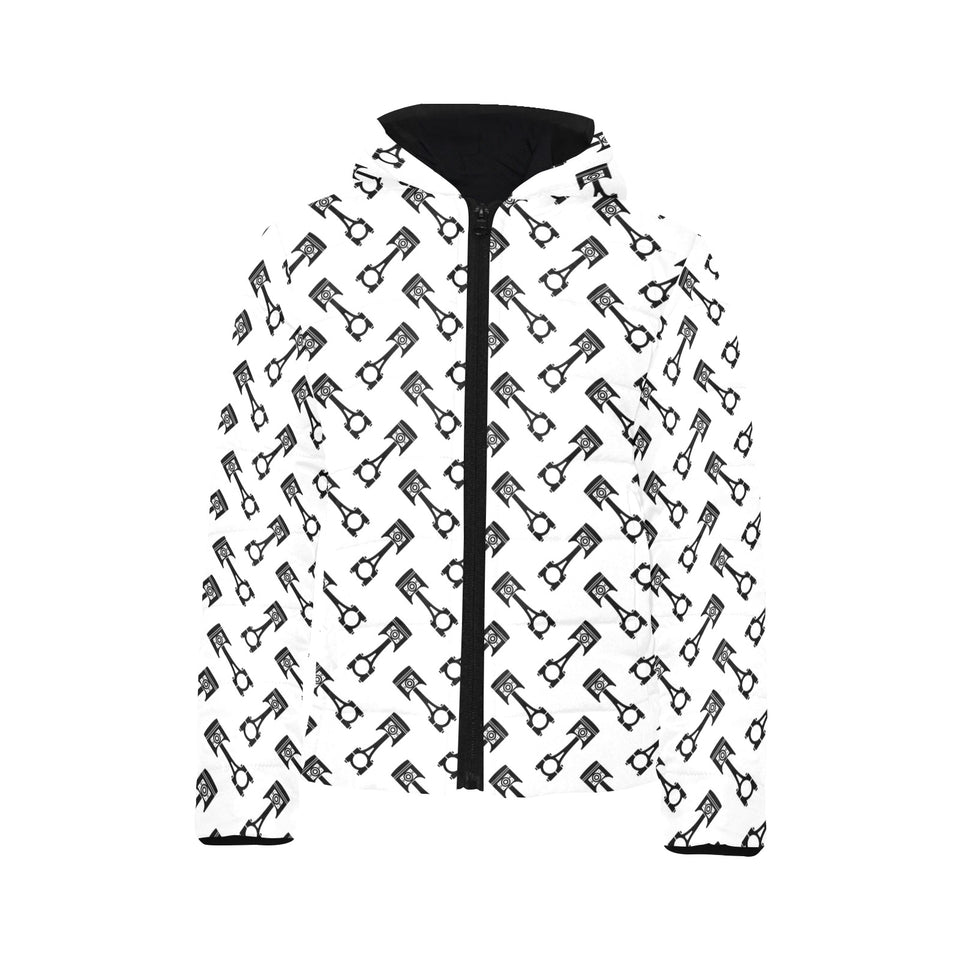 Engine Piston Theme Background Pattern Print Desig Kids' Boys' Girls' Padded Hooded Jacket