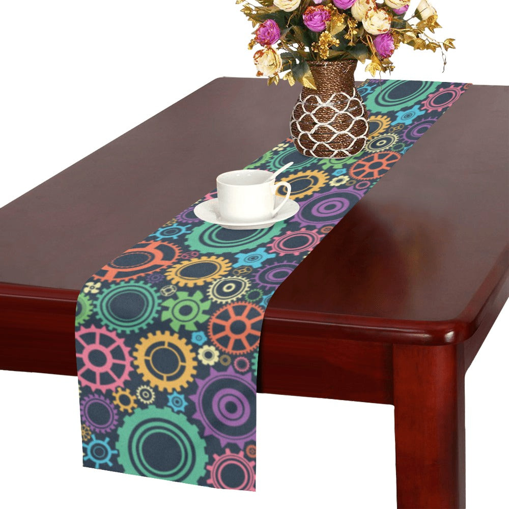 Gear Pattern Print Design 02 Table Runner