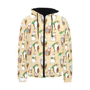 Guinea Pig Pattern Print Design 02 Men's Padded Hooded Jacket(ModelH42)