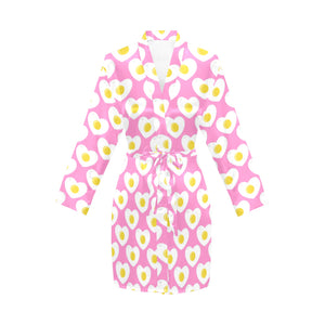 Fried Eggs Pattern Print Design 02 Women's Long Sleeve Belted Night Robe