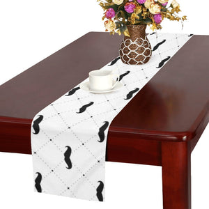 Mustache Beard Pattern Print Design 04 Table Runner